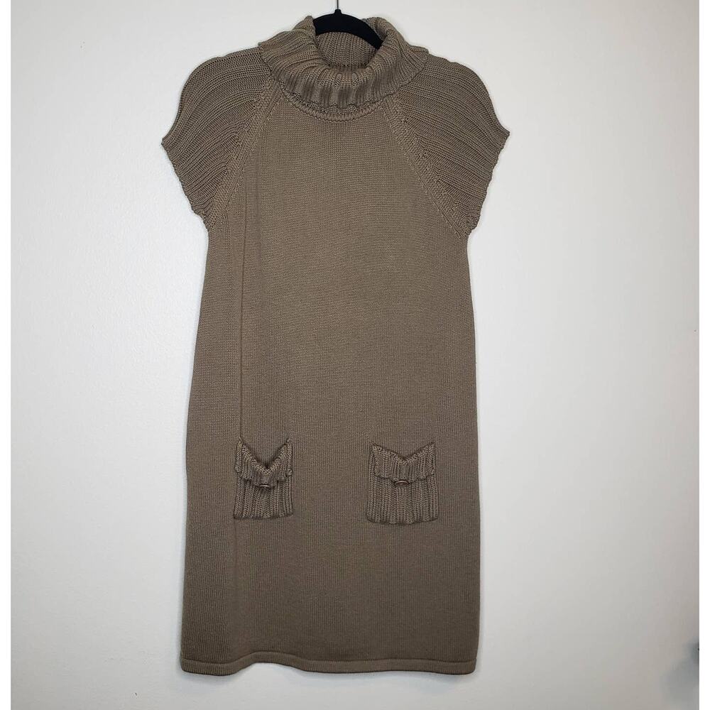 Calvin Klein| Olive Green Knit Turtle Neck Sweater Dress